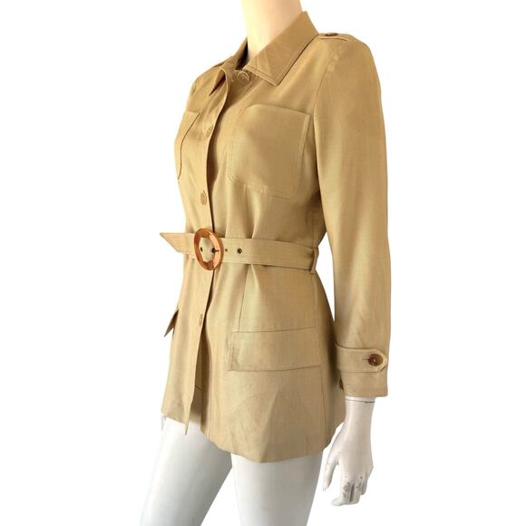 Vintage Valentino Miss V belted safari blouse top size 8 /42 - Picture 3 of 11